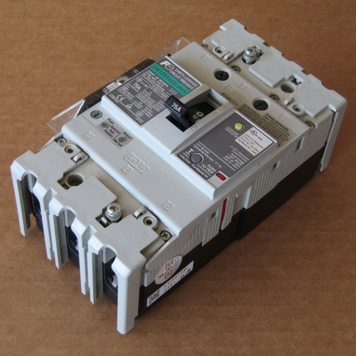 Fuji EW125RAGU-3P075 3 Pole 75 Amp Earth Leakage Circuit Breaker - Used