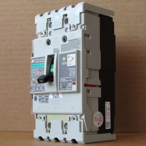 Fuji EW125RAGU-3P050 3 Pole 50 Amp Earth Leakage Circuit Breaker - Used