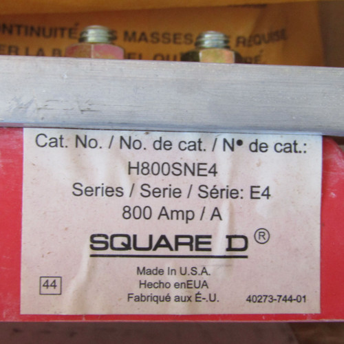 Square D H800SNE4 Neutral Terminal 800A HD Safety Switch - New
