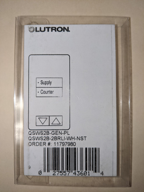 Lutron QSWS2B-2BRLI-WH-NST Engraved-1 2 Button Wall Keypad Up/Down - New In Box