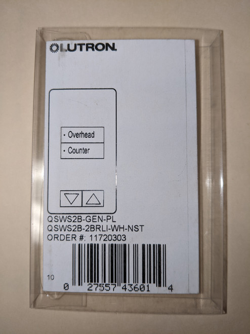 Lutron QSWS2B-2BRLI-WH-NST Engraved-3 2 Button Wall Keypad Up/Down - New In Box