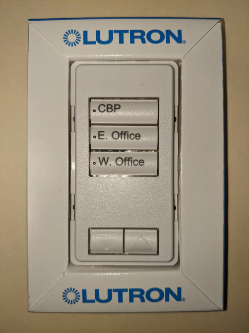 Lutron QSWS2B-3BRLI-WH-NST Engraved-1 3 Button Wall Keypad Up/Down - New In Box