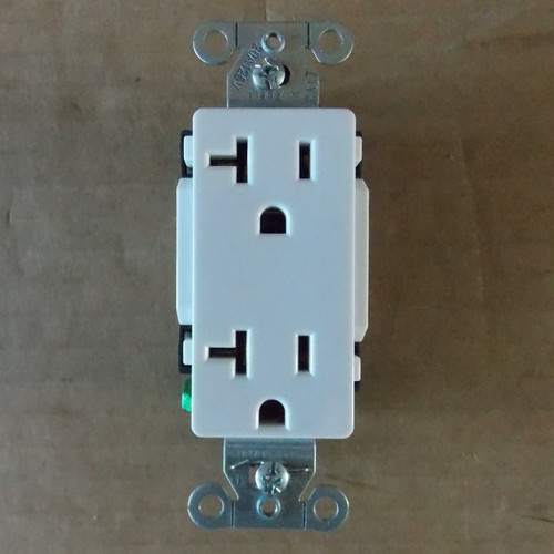 White Hubbell DR20WHI Deco Duplex Receptacle 20A 125V Commercial NEMA 5-20R 