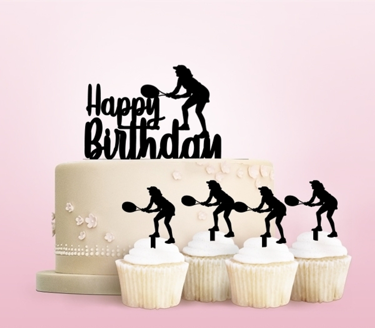 Tc0092 Happy Birthday Tennis Party Wedding Birthday Acrylic Cake