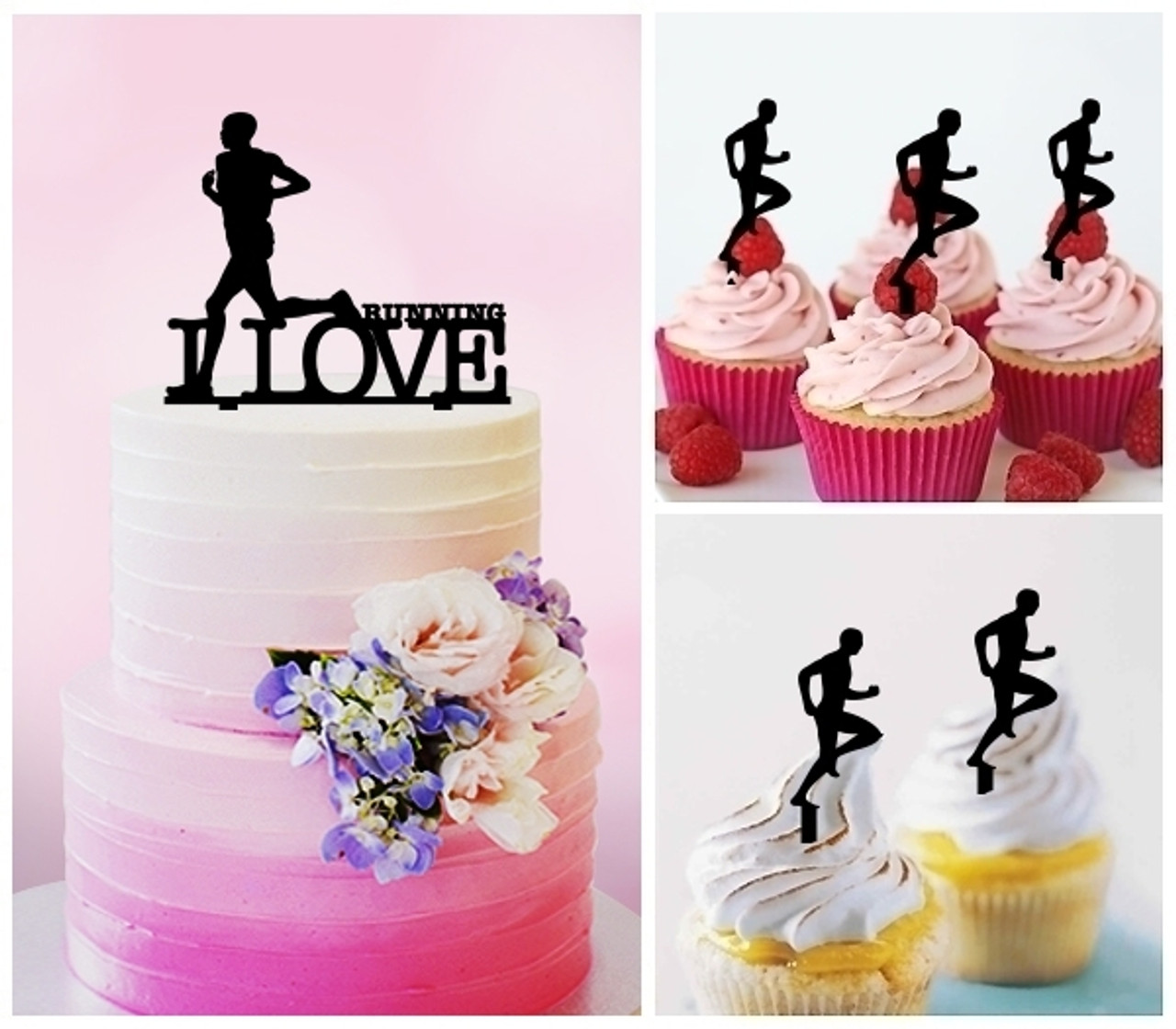 Amazon.com: Marathon Happy Birthday Cake Topper, Cross Country Running  Themed Birthday Decorations for Men with Runners Cupcake Toppers Black :  Grocery & Gourmet Food