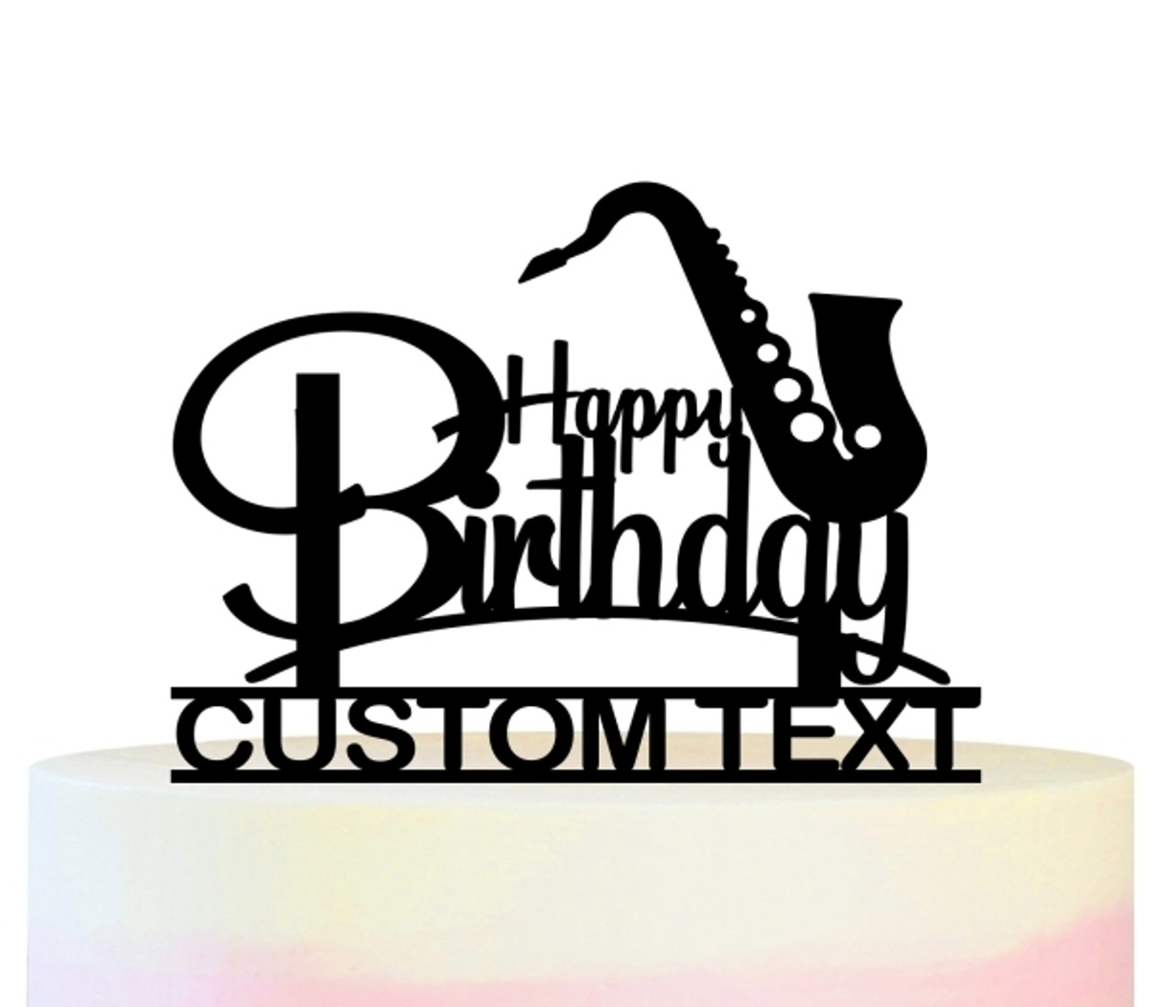 Saxophone Sax music instrument Personalised Edible Cake Topper Round I