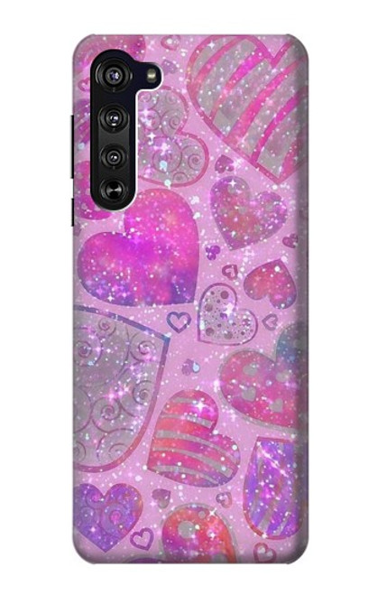 S3710 Pink Love Heart Case For Motorola Edge