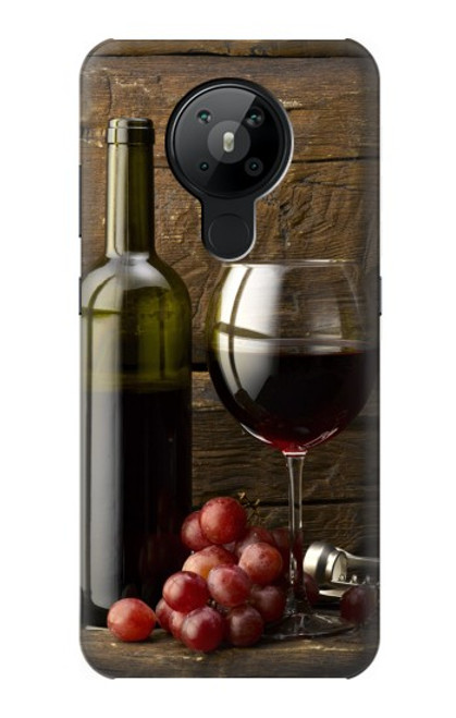 S1316 Grapes Bottle and Glass of Red Wine Case For Nokia 5.3