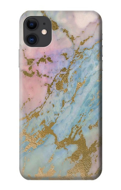 S3717 Rose Gold Blue Pastel Marble Graphic Printed Case For iPhone 11