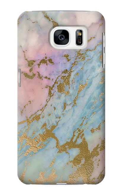 S3717 Rose Gold Blue Pastel Marble Graphic Printed Case For Samsung Galaxy S7