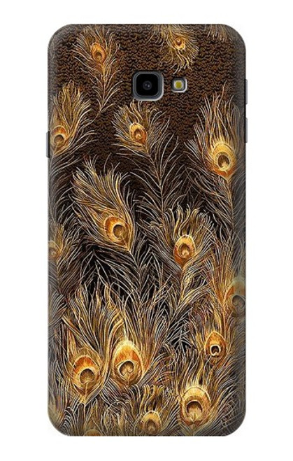 S3691 Gold Peacock Feather Case For Samsung Galaxy J4+ (2018), J4 Plus (2018)