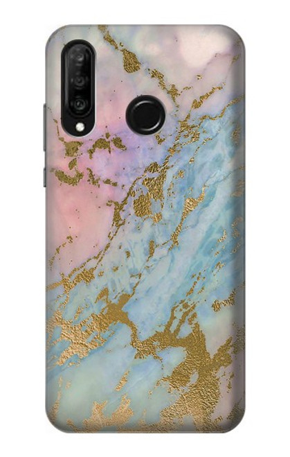 S3717 Rose Gold Blue Pastel Marble Graphic Printed Case For Huawei P30 lite