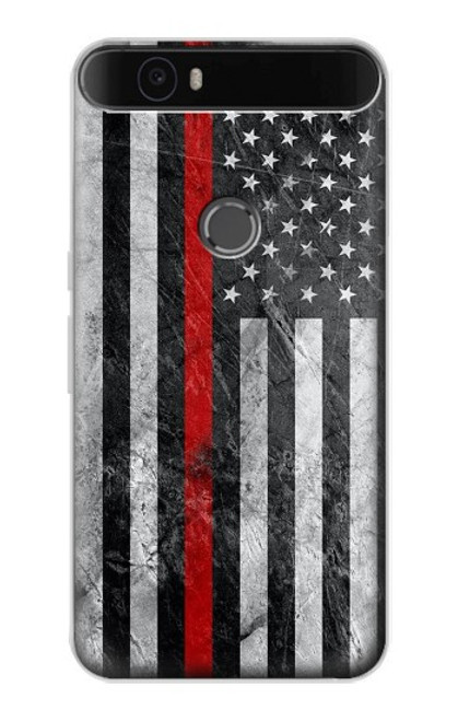 S3687 Firefighter Thin Red Line American Flag Case For Huawei Nexus 6P
