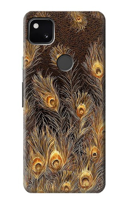 S3691 Gold Peacock Feather Case For Google Pixel 4a