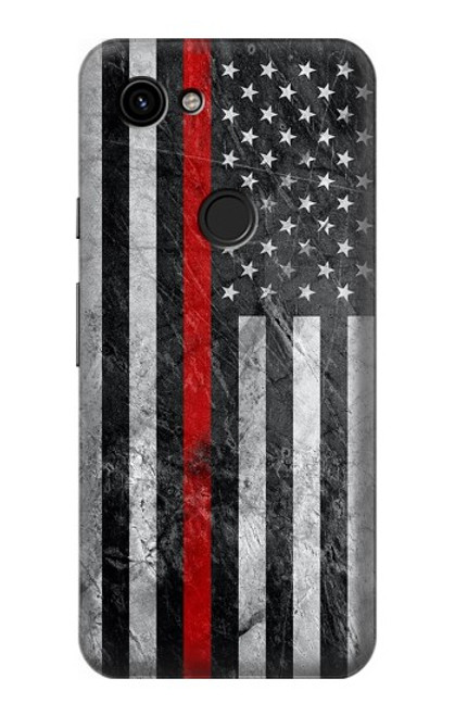 S3687 Firefighter Thin Red Line American Flag Case For Google Pixel 3a