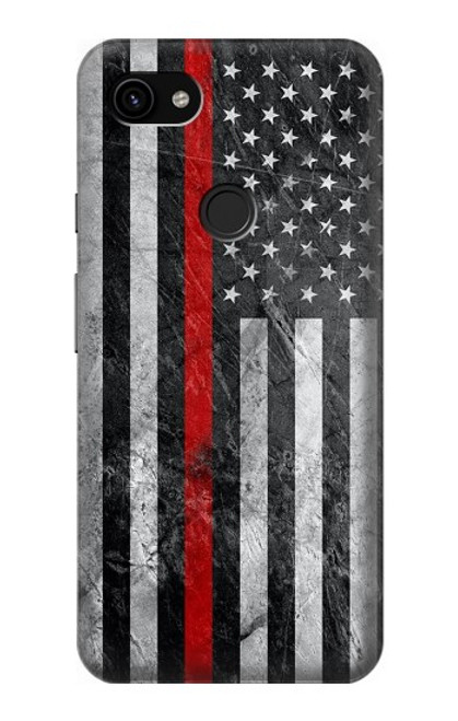 S3687 Firefighter Thin Red Line American Flag Case For Google Pixel 3a XL