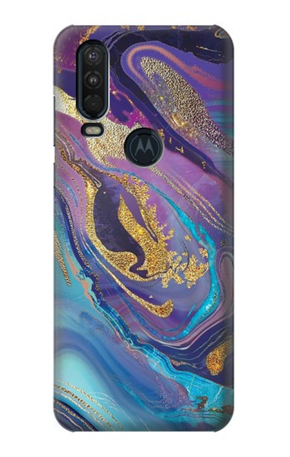 S3676 Colorful Abstract Marble Stone Case For Motorola One Action (Moto P40 Power)
