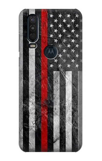 S3687 Firefighter Thin Red Line American Flag Case For Motorola One Action (Moto P40 Power)