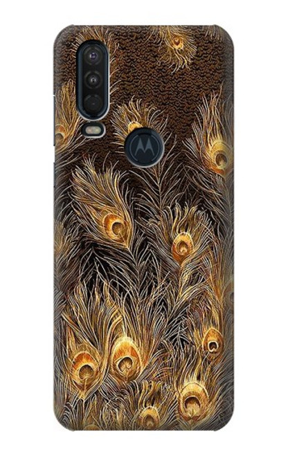S3691 Gold Peacock Feather Case For Motorola One Action (Moto P40 Power)