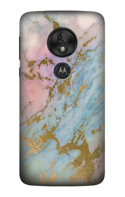 S3717 Rose Gold Blue Pastel Marble Graphic Printed Case For Motorola Moto G7 Play