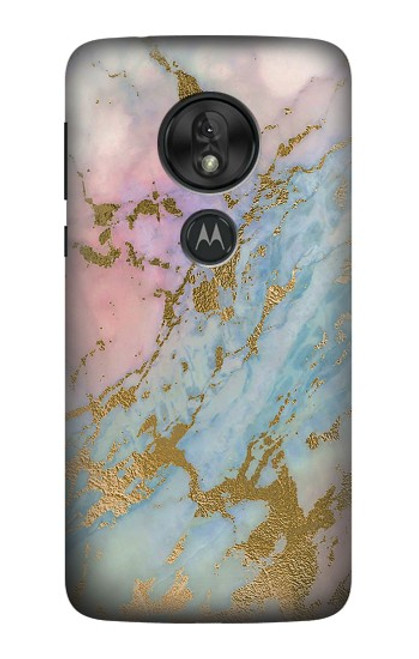 S3717 Rose Gold Blue Pastel Marble Graphic Printed Case For Motorola Moto G7 Power