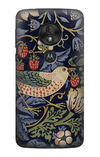 S3791 William Morris Strawberry Thief Fabric Case For Motorola Moto G7 Power