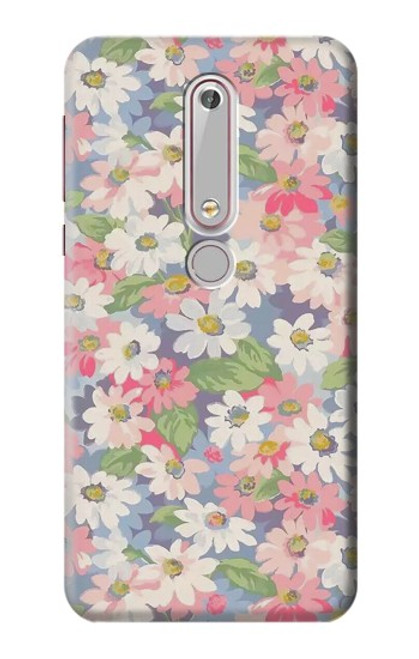 S3688 Floral Flower Art Pattern Case For Nokia 6.1, Nokia 6 2018