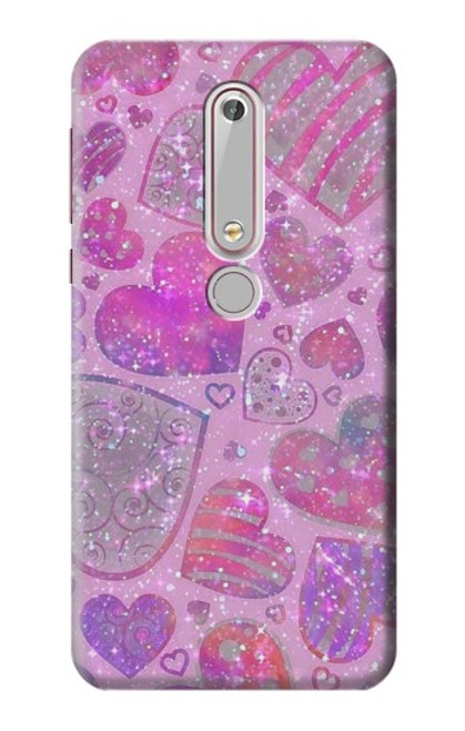 S3710 Pink Love Heart Case For Nokia 6.1, Nokia 6 2018