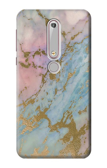 S3717 Rose Gold Blue Pastel Marble Graphic Printed Case For Nokia 6.1, Nokia 6 2018