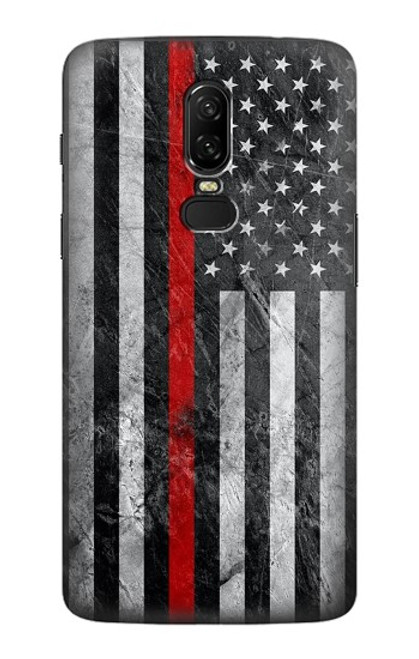 S3687 Firefighter Thin Red Line American Flag Case For OnePlus 6