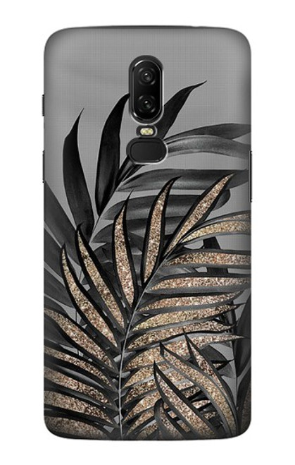 S3692 Gray Black Palm Leaves Case For OnePlus 6