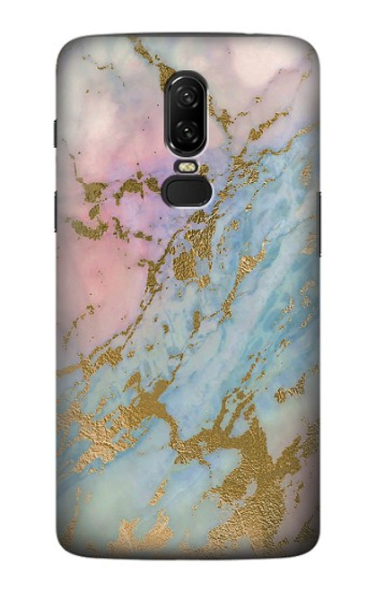 S3717 Rose Gold Blue Pastel Marble Graphic Printed Case For OnePlus 6