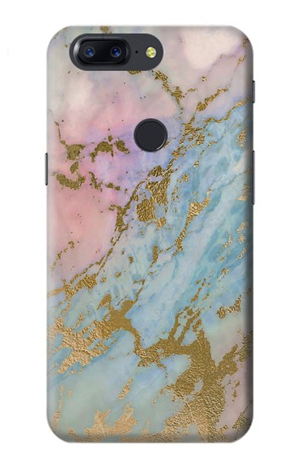 S3717 Rose Gold Blue Pastel Marble Graphic Printed Case For OnePlus 5T