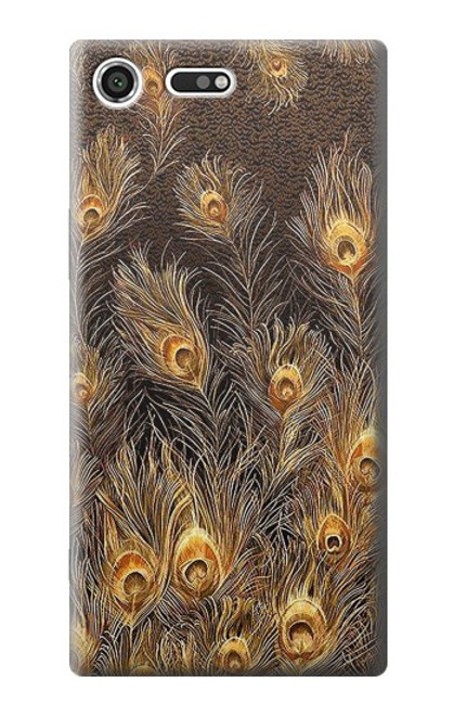 S3691 Gold Peacock Feather Case For Sony Xperia XZ Premium