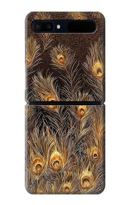 S3691 Gold Peacock Feather Case For Samsung Galaxy Z Flip 5G