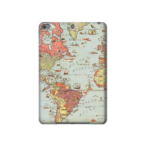 S3418 Vintage World Map Hard Case For iPad mini 4, iPad mini 5, iPad mini 5 (2019)