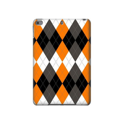 S3421 Black Orange White Argyle Plaid Hard Case For iPad mini 4, iPad mini 5, iPad mini 5 (2019)