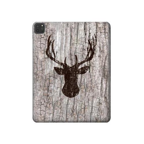 S2505 Reindeer Head Old Wood Texture Graphic Hard Case For iPad Pro 11 (2021,2020,2018, 3rd, 2nd, 1st)