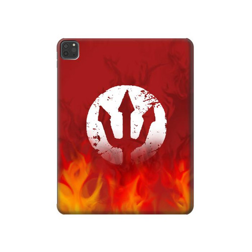 S2803 Fire Red Devil Spear Symbol Hard Case For iPad Pro 11 (2021,2020,2018, 3rd, 2nd, 1st)