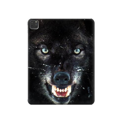 S2823 Black Wolf Blue Eyes Face Hard Case For iPad Pro 11 (2021,2020,2018, 3rd, 2nd, 1st)