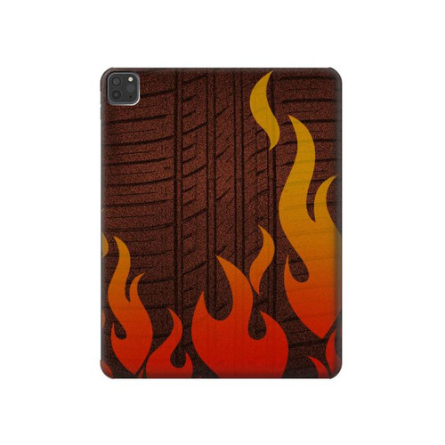 S2988 Rally Car Tire Fire Hard Case For iPad Pro 11 (2021,2020,2018, 3rd, 2nd, 1st)