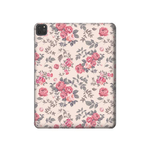 S3095 Vintage Rose Pattern Hard Case For iPad Pro 11 (2021,2020,2018, 3rd, 2nd, 1st)