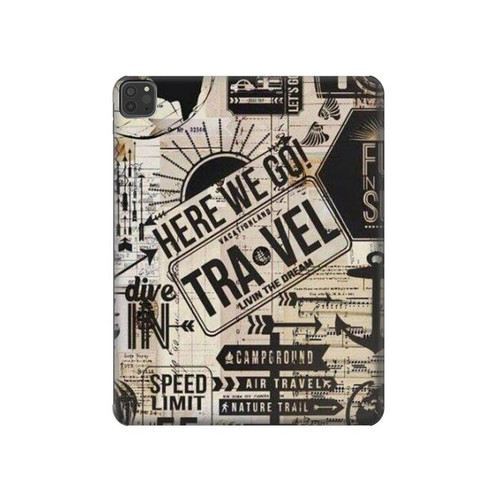 S3441 Vintage Travel Hard Case For iPad Pro 11 (2021,2020,2018, 3rd, 2nd, 1st)