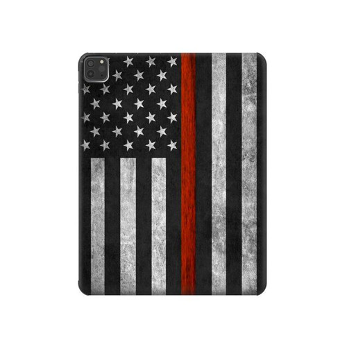 S3472 Firefighter Thin Red Line Flag Hard Case For iPad Pro 11 (2021,2020,2018, 3rd, 2nd, 1st)