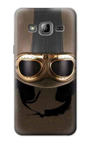 S2645 Vintage Brown Goggles Motorcycle Helmet Case For Samsung Galaxy J3 (2016)