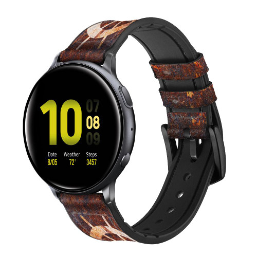 CA0433 Ship Wheel Rusty Texture Leather & Silicone Smart Watch Band Strap For Samsung Galaxy Watch, Gear, Active