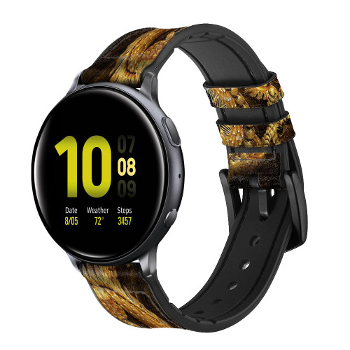 CA0447 Chinese Gold Dragon Printed Leather & Silicone Smart Watch Band Strap For Samsung Galaxy Watch, Gear, Active