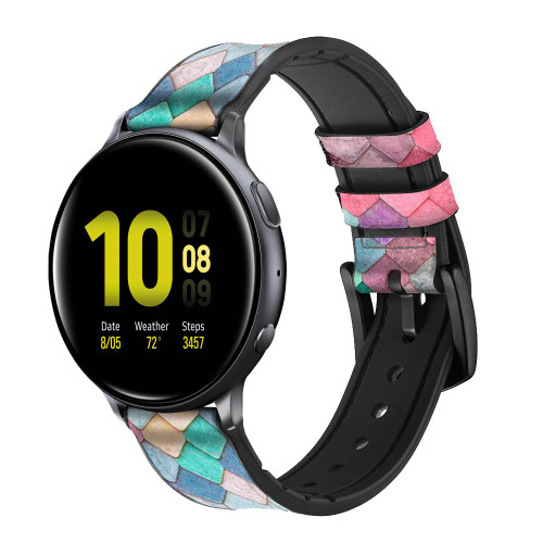 CA0522 Candy Minimal Pastel Colors Leather & Silicone Smart Watch Band Strap For Samsung Galaxy Watch, Gear, Active