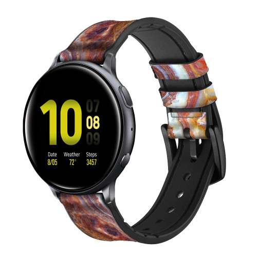 CA0546 Colored Marble Texture Printed Leather & Silicone Smart Watch Band Strap For Samsung Galaxy Watch, Gear, Active