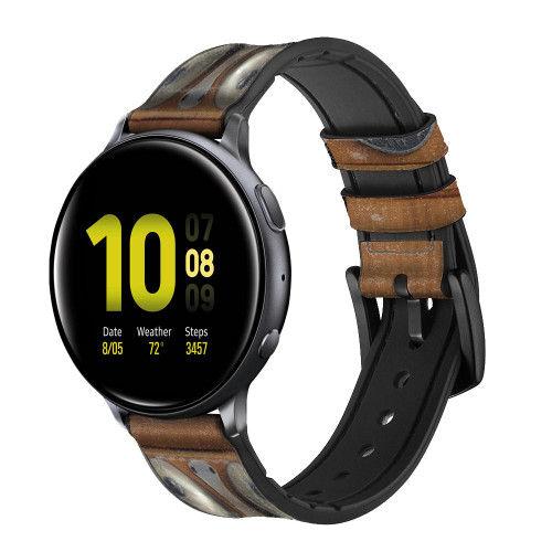 CA0585 Antique Wall Retro Dial Phone Leather & Silicone Smart Watch Band Strap For Samsung Galaxy Watch, Gear, Active